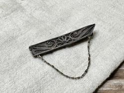Antika Gümüş Kravat İğnesi - Telkari İşçilik Gümüş Kravat İğnesi - Saç Tokası