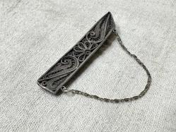 Antika Gümüş Kravat İğnesi - Telkari İşçilik Gümüş Kravat İğnesi - Saç Tokası