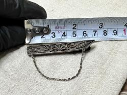 Antika Gümüş Kravat İğnesi - Telkari İşçilik Gümüş Kravat İğnesi - Saç Tokası