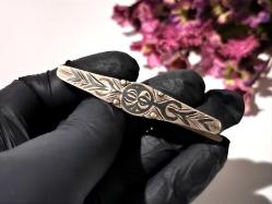 Antika Savatlı Saç Tokası - Gümüş Renkli Kravat İğnesi - Savat İşçilik Kravat İğnesi - Saç Tokası