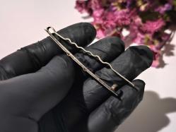 Antika Savatlı Saç Tokası - Gümüş Renkli Kravat İğnesi - Savat İşçilik Kravat İğnesi - Saç Tokası