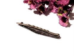 Antika Savatlı Saç Tokası - Gümüş Renkli Kravat İğnesi - Savat İşçilik Kravat İğnesi - Saç Tokası