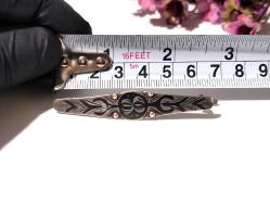 Antika Savatlı Saç Tokası - Gümüş Renkli Kravat İğnesi - Savat İşçilik Kravat İğnesi - Saç Tokası