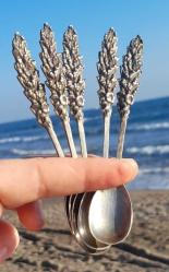 Antika gümüş 800 ayar çay kaşık takımı 5 adet