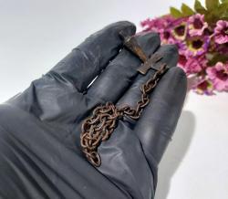 Antika Haç Kolye Ucu - Bronz Hz. İsa Haç Tepelik - Özel Tasarım Kolye - Takı Obje