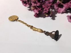 Antika Osmanlı Mühür - Uzun Sallamalı Mühür - Para Detaylı Ürün - Takı Tasarım Malzemesi - Özel Tasarım Ürün