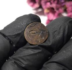 Antika Osmanlı Mühür - Uzun Sallamalı Mühür - Para Detaylı Ürün - Takı Tasarım Malzemesi - Özel Tasarım Ürün