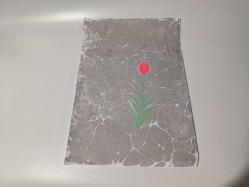 Ebru Sanatı - El İşi Ebru - Çiçek Desenli - Duvar Dekoru - Sanatçı: Muhammed Aydın - 2013 Tarihli - 50 cm x 35 cm - Gri Ton