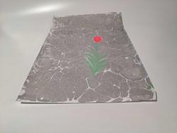 Ebru Sanatı - El İşi Ebru - Çiçek Desenli - Duvar Dekoru - Sanatçı: Muhammed Aydın - 2013 Tarihli - 50 cm x 35 cm - Gri Ton