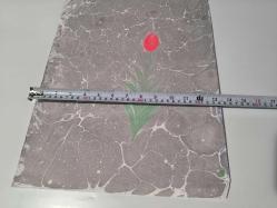 Ebru Sanatı - El İşi Ebru - Çiçek Desenli - Duvar Dekoru - Sanatçı: Muhammed Aydın - 2013 Tarihli - 50 cm x 35 cm - Gri Ton