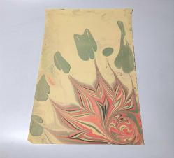 Ebru Sanatı - El İşi Ebru - Çiçek Desenli - Duvar Dekoru - Sanatçı: Muhammed Aydın - 2013 Tarihli - Yeşil - Kırmızı Renkli