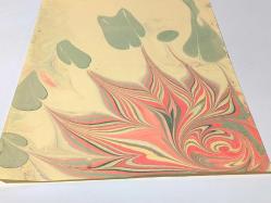 Ebru Sanatı - El İşi Ebru - Çiçek Desenli - Duvar Dekoru - Sanatçı: Muhammed Aydın - 2013 Tarihli - Yeşil - Kırmızı Renkli