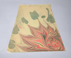 Ebru Sanatı - El İşi Ebru - Çiçek Desenli - Duvar Dekoru - Sanatçı: Muhammed Aydın - 2013 Tarihli - Yeşil - Kırmızı Renkli