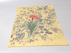 Ebru Sanatı - El İşi Ebru - Çiçek Desenli - Duvar Dekoru - Sanatçı: Muhammed Aydın - 2013 Tarihli - Karanfil - Yeşil - Kırmızı Renkli