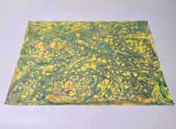 Ebru Sanatı - El İşi Ebru - Desenli - Duvar Dekoru - Sanatçı: Muhammed Aydın - 2013 Tarihli - Yeşil - Sarı Renkli