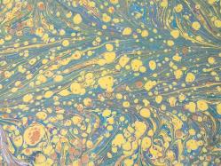 Ebru Sanatı - El İşi Ebru - Desenli - Duvar Dekoru - Sanatçı: Muhammed Aydın - 2013 Tarihli - Yeşil - Sarı Renkli