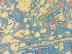 Ebru Sanatı - El İşi Ebru - Desenli - Duvar Dekoru - Sanatçı: Muhammed Aydın - 2013 Tarihli - Yeşil - Sarı Renkli