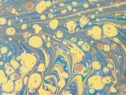 Ebru Sanatı - El İşi Ebru - Desenli - Duvar Dekoru - Sanatçı: Muhammed Aydın - 2013 Tarihli - Yeşil - Sarı Renkli