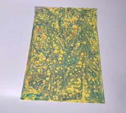 Ebru Sanatı - El İşi Ebru - Desenli - Duvar Dekoru - Sanatçı: Muhammed Aydın - 2013 Tarihli - Yeşil - Sarı Renkli