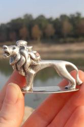 Antika gümüş 800 ayar Aslan minyatür biblo