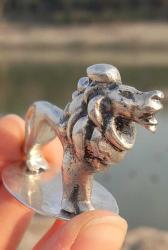 Antika gümüş 800 ayar Aslan minyatür biblo