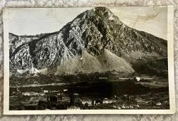 Avrupa Dağ manzara temalı siyah beyaz gerçek fotoğraf RPPC eski kartpostal