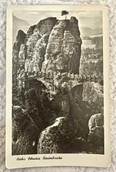 Avrupa manzara temalı siyah beyaz eski kartpostal