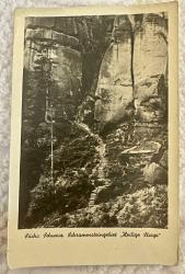 Avrupa Dağ manzara temalı siyah beyaz eski kartpostal