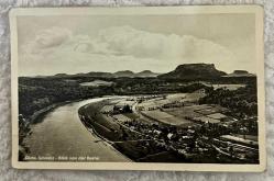 Avrupa manzara temalı siyah beyaz eski kartpostal