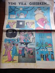 Milliyet Gazetesi - Turkish Newspaper - 1 Ocak 1964 - yeni yıl karikatürleri - Noel Baba Karikatür - bir yılbaşı hikayesi her şerrin sonu hayırdır yazan Adnan Tahir - Grundig radyo - Neşe çikolata şekerleme fabrikası yeni yılınızı kutlar - Zambo ciklet çikolata yeni yılınızı kutlar - yeni yıl için Kehanette bulunan Gürcü bacıya göre 3. Koalisyon ömürlü olacak - tarihin en büyük müneccimi Nostradamusa göre 1964'te Dünyada neler olacak - dünyada yılın adamı John Fitzgerald Kennedy -  Türkiye'de yılın adamı İsmet İnönü - Dallas cinayeti Kennedy'e sıkılan kurşun - mutlu akü yeni yılınızı kutlar - 1964 takvimi - 1964 yılı sizin için acaba nasıl geçecek - Pirelli yeni yılınızı kutlar - sinema dünyasının meşhurlarından seçme sözler - Sophia Loren - Anita Ekberg - yılın kadınları Valentino Tereşkova Christiane Keeler ve Bayan Ngo Dinh Nhu - apikoğlu kardeşler yeni yılınızı kutlar - 20 21 Mayıs rejime karşı bir hareket - Talat Aydemir Adalet huzurunda fotoğraf - Sümerbank