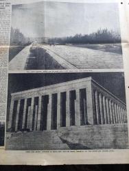 Yeni Sabah Gazetesi - Turkish Newspaper - 10 Kasım 1953 - Atatürk'ün portresi çizimi tam sayfa çizen Ratip Tahir - Anıtkabir inşaatının tarihçesi - bugün büyük Atatürk'ün Aziz naaşının nakledileceği Anıtkabir'in umumi manzarası Fotoğrafı - fotoğrafı çeken Hüseyin Ezer - inşaatın temeli 10 Ocak 1944'te atılmış ve Anıtkabir Ata'nın 15 ölüm yıldönümüne yetiştirilmiştir - Atanın tabutu muvakkat kabirden çıkarılırken - Arslanlı yoldan geçilerek Anıtkabir'in esas binasına gelir Aziz Ata'nın naaşının konacağı bu yer Türk milletinin ebedi ziyaretgahı olacaktır - Atatürk'ün 15. Ölüm yıldönümünde son dakikaları yazan Kadircan Kaflı - Atatürk bir seyahatinde fotoğraf - Atatürk'ün Aziz naşını ziyaret eden istanbulluları ağlarken görüyoruz fotoğraf - İstanbul Üniversitesi bahçesine dikilecek heykelin maketi fotoğraf - Reisicumhur Celal Bayar Atatürk'ün Etnografya müzesindeki muvakkat kabrine çelenk koyarken -  Atatürk şuuru yazan Cahit Tanyol - Arslanlı yol fotoğraf