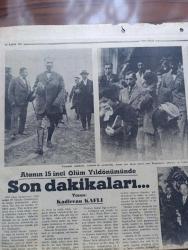 Yeni Sabah Gazetesi - Turkish Newspaper - 10 Kasım 1953 - Atatürk'ün portresi çizimi tam sayfa çizen Ratip Tahir - Anıtkabir inşaatının tarihçesi - bugün büyük Atatürk'ün Aziz naaşının nakledileceği Anıtkabir'in umumi manzarası Fotoğrafı - fotoğrafı çeken Hüseyin Ezer - inşaatın temeli 10 Ocak 1944'te atılmış ve Anıtkabir Ata'nın 15 ölüm yıldönümüne yetiştirilmiştir - Atanın tabutu muvakkat kabirden çıkarılırken - Arslanlı yoldan geçilerek Anıtkabir'in esas binasına gelir Aziz Ata'nın naaşının konacağı bu yer Türk milletinin ebedi ziyaretgahı olacaktır - Atatürk'ün 15. Ölüm yıldönümünde son dakikaları yazan Kadircan Kaflı - Atatürk bir seyahatinde fotoğraf - Atatürk'ün Aziz naşını ziyaret eden istanbulluları ağlarken görüyoruz fotoğraf - İstanbul Üniversitesi bahçesine dikilecek heykelin maketi fotoğraf - Reisicumhur Celal Bayar Atatürk'ün Etnografya müzesindeki muvakkat kabrine çelenk koyarken -  Atatürk şuuru yazan Cahit Tanyol - Arslanlı yol fotoğraf
