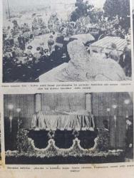 Yeni Sabah Gazetesi - Turkish Newspaper - 10 Kasım 1953 - Atatürk'ün portresi çizimi tam sayfa çizen Ratip Tahir - Anıtkabir inşaatının tarihçesi - bugün büyük Atatürk'ün Aziz naaşının nakledileceği Anıtkabir'in umumi manzarası Fotoğrafı - fotoğrafı çeken Hüseyin Ezer - inşaatın temeli 10 Ocak 1944'te atılmış ve Anıtkabir Ata'nın 15 ölüm yıldönümüne yetiştirilmiştir - Atanın tabutu muvakkat kabirden çıkarılırken - Arslanlı yoldan geçilerek Anıtkabir'in esas binasına gelir Aziz Ata'nın naaşının konacağı bu yer Türk milletinin ebedi ziyaretgahı olacaktır - Atatürk'ün 15. Ölüm yıldönümünde son dakikaları yazan Kadircan Kaflı - Atatürk bir seyahatinde fotoğraf - Atatürk'ün Aziz naşını ziyaret eden istanbulluları ağlarken görüyoruz fotoğraf - İstanbul Üniversitesi bahçesine dikilecek heykelin maketi fotoğraf - Reisicumhur Celal Bayar Atatürk'ün Etnografya müzesindeki muvakkat kabrine çelenk koyarken -  Atatürk şuuru yazan Cahit Tanyol - Arslanlı yol fotoğraf