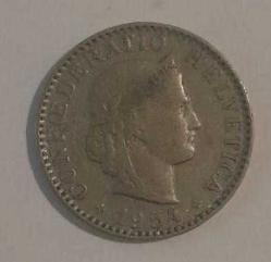 İSVİÇRE 20 RAPPEN 1954