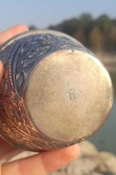 Antika gümüş 800 ayar çiçekli vazo