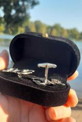 Tasarım gümüş 925 ayar kol duğmesi M G harflı