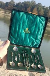 Antika gümüş 925 ayar çay takımı