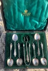 Antika gümüş 925 ayar çay takımı