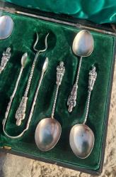 Antika gümüş 925 ayar çay takımı