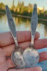 Antika gümüş 875 ayar SSCB tatlı kaşık çift