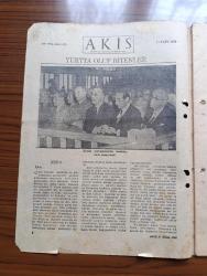 Akis Gazetesi - Turkish Newspaper - 17 Ekim 1960 - Tarihi Yassıada duruşmalarında sanıklar fotoğraf - seyrederken yazan Metin Toker Başmakale - ihtilali yapanlar irtibat bürosu önünde fotoğraf - Süreyya Ağaoğlu Gülseren Koraltan ve Ayhan Timurtaş fotoğraf - düşük avukatları dolmabahçe'de fotoğraf - Yassıada'da mahkeme salonunda oturma planı - Celal Bayar yemek yiyor fotoğraf - Tevfik İleri düşünüyor fotoğraf - Celal Bayar Tevkif edildikten sonra Yassıada'da fotoğraf - Adnan Menderes'in avukatları Apaydın kardeşler fotoğraf - Adnan Menderes ifadesini imzalıyor fotoğraf - Düşük Celal Bayar soruşturma kurulu önünde fotoğraf - Adnan Menderes yemek yemeye çalışıyor fotoğraf - yassıada iskan durumu kroki - Refik Koraltan kantinde fotoğraf - Celal Bayar muhafaza altında güneşleniyor fotoğraf - Hasan Polatkan - Düşük kadın milletvekilleri yatakhanede fotoğraf - Refik Koraltan okuyor fotoğraf - Ada kumandanı teftişte fotoğraf - düşükler havalanıyorlar fotoğraf - Fatin Rüştü Zorlu poz veriyor