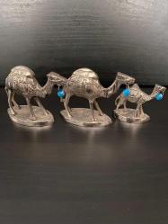 Antika 3'lü Pirinç Deve Süs Figürleri