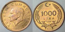 TÜRKİYE CUMHURİYETİ 1000 LİRA 1995.