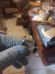 925 ayar Osmanlı tuğralı taşsız yüzük çap 20-21