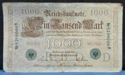 1910 Almanya 1000 Mark Yeşil Mühürlü