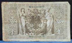 1910 Almanya 1000 Mark Yeşil Mühürlü