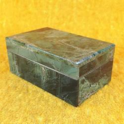 VINTAGE EL YAPIMI DAMARLI KOYU YEŞİL RENKLİ ONİKS  KUTU