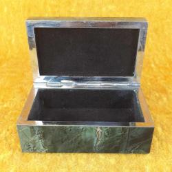 VINTAGE EL YAPIMI DAMARLI KOYU YEŞİL RENKLİ ONİKS  KUTU