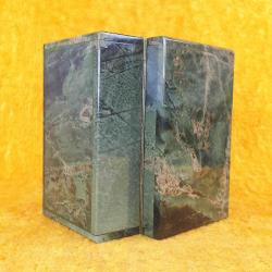 VINTAGE EL YAPIMI DAMARLI KOYU YEŞİL RENKLİ ONİKS  KUTU