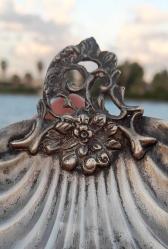 Antika gümüş 800 ayar İstiridye tabak şekerlik